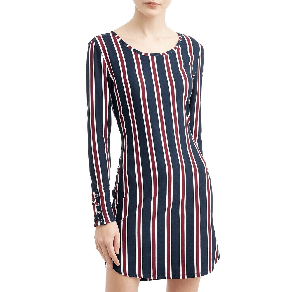 No Boundaries Women’s Size XXL (19) Dress With Cage Detail Navy Stripe